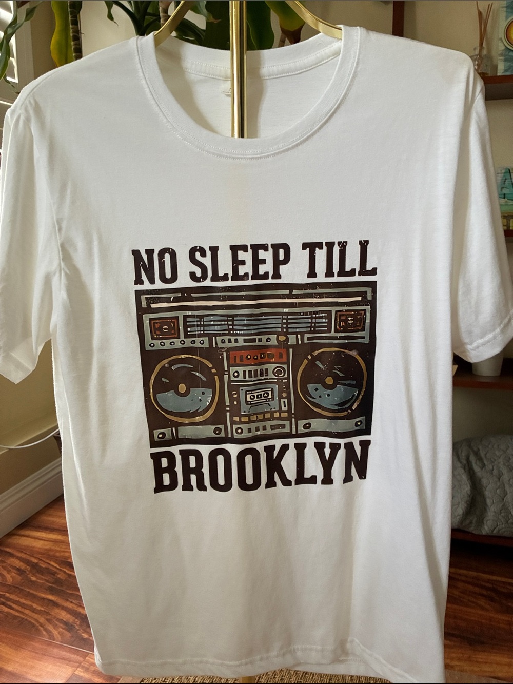 White Graphic 'No Sleep Till Brooklyn' Short Sleeve Tee